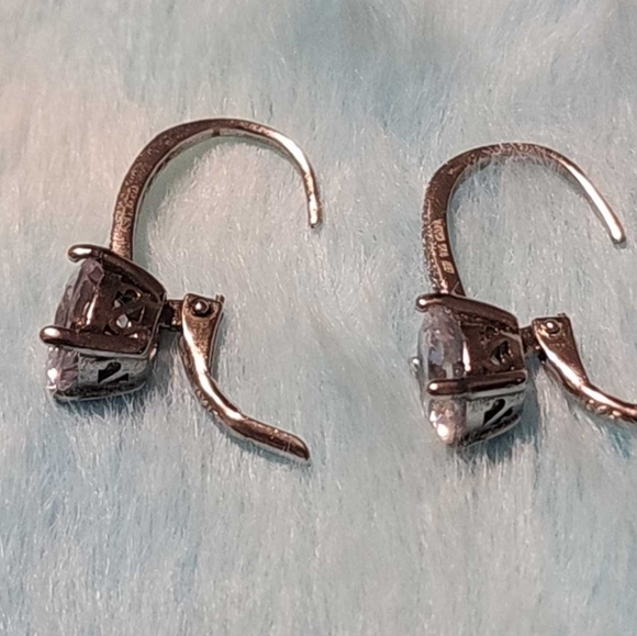 Sterling Silver CZ leverback earrings - Picture 9 of 10